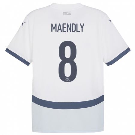 Kandiny Kinder Schweiz Sandy Maendly #8 Weiß Auswärtstrikot Trikot 24-26 T-Shirt