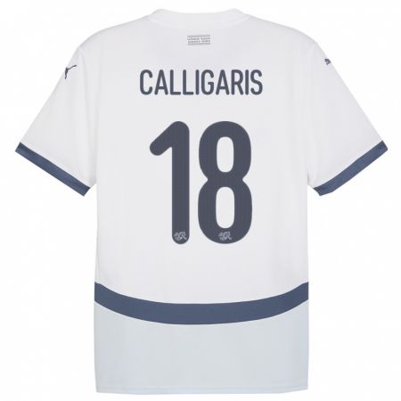 Kandiny Kinder Schweiz Viola Calligaris #18 Weiß Auswärtstrikot Trikot 24-26 T-Shirt