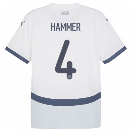 Kandiny Kinder Schweiz Pascal Hammer #4 Weiß Auswärtstrikot Trikot 24-26 T-Shirt