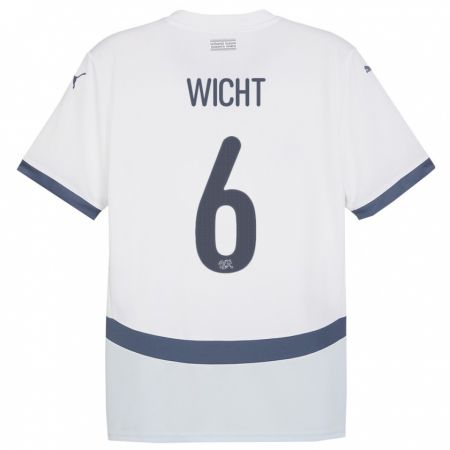 Kandiny Kinder Schweiz Nathan Wicht #6 Weiß Auswärtstrikot Trikot 24-26 T-Shirt
