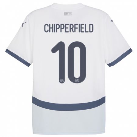 Kandiny Kinder Schweiz Liam Chipperfield #10 Weiß Auswärtstrikot Trikot 24-26 T-Shirt