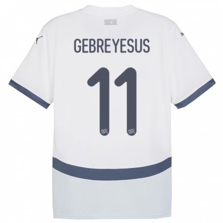 Kandiny Kinder Schweiz Esey Gebreyesus #11 Weiß Auswärtstrikot Trikot 24-26 T-Shirt