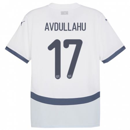 Kandiny Kinder Schweiz Leon Avdullahu #17 Weiß Auswärtstrikot Trikot 24-26 T-Shirt