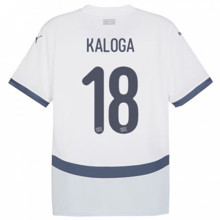 Kandiny Kinder Schweiz Issa Kaloga #18 Weiß Auswärtstrikot Trikot 24-26 T-Shirt