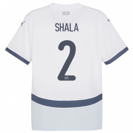 Kandiny Kinder Schweiz Besnik Shala #2 Weiß Auswärtstrikot Trikot 24-26 T-Shirt