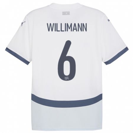 Kandiny Kinder Schweiz Mauricio Willimann #6 Weiß Auswärtstrikot Trikot 24-26 T-Shirt