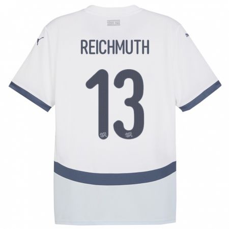 Kandiny Kinder Schweiz Miguel Reichmuth #13 Weiß Auswärtstrikot Trikot 24-26 T-Shirt