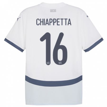 Kandiny Kinder Schweiz Carmine Chiappetta #16 Weiß Auswärtstrikot Trikot 24-26 T-Shirt