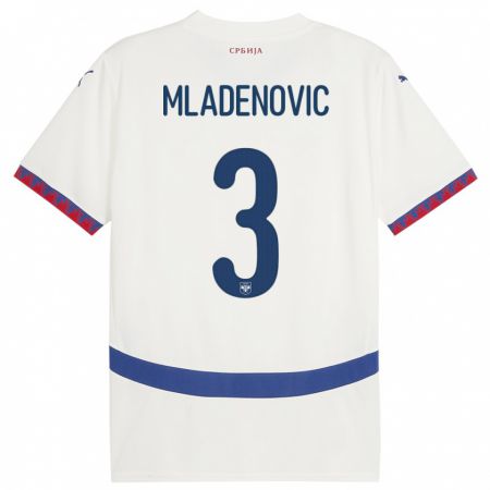 Kandiny Kinder Serbien Filip Mladenovic #3 Weiß Auswärtstrikot Trikot 24-26 T-Shirt