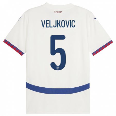 Kandiny Kinder Serbien Milos Veljkovic #5 Weiß Auswärtstrikot Trikot 24-26 T-Shirt