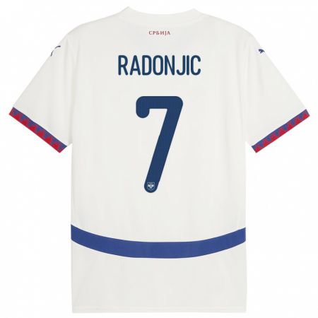 Kandiny Kinder Serbien Nemanja Radonjic #7 Weiß Auswärtstrikot Trikot 24-26 T-Shirt