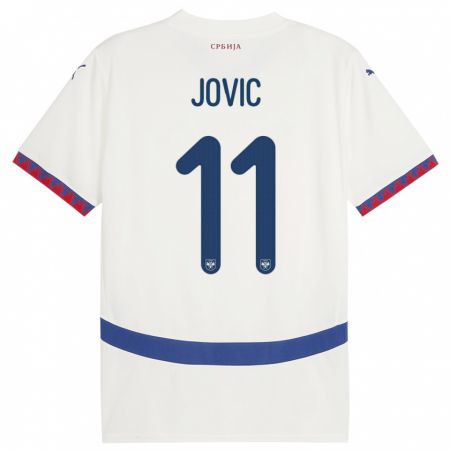 Kandiny Kinder Serbien Luka Jovic #11 Weiß Auswärtstrikot Trikot 24-26 T-Shirt