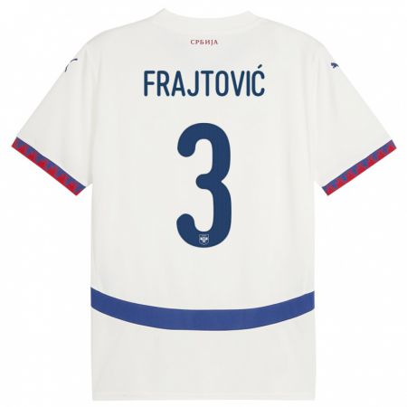 Kandiny Kinder Serbien Andela Frajtovic #3 Weiß Auswärtstrikot Trikot 24-26 T-Shirt