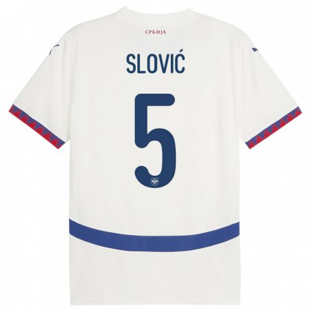 Kandiny Kinder Serbien Violeta Slovic #5 Weiß Auswärtstrikot Trikot 24-26 T-Shirt