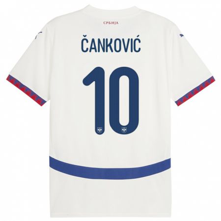 Kandiny Kinder Serbien Jelena Cankovic #10 Weiß Auswärtstrikot Trikot 24-26 T-Shirt