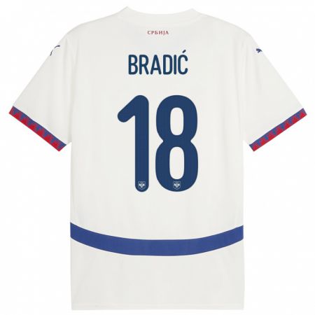 Kandiny Kinder Serbien Biljana Bradic #18 Weiß Auswärtstrikot Trikot 24-26 T-Shirt