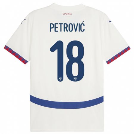 Kandiny Kinder Serbien Emilija Petrovic #18 Weiß Auswärtstrikot Trikot 24-26 T-Shirt