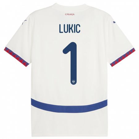 Kandiny Kinder Serbien Ognjen Lukic #1 Weiß Auswärtstrikot Trikot 24-26 T-Shirt