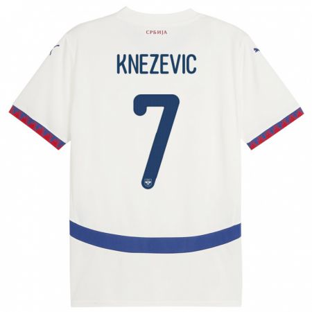 Kandiny Kinder Serbien Nikola Knezevic #7 Weiß Auswärtstrikot Trikot 24-26 T-Shirt