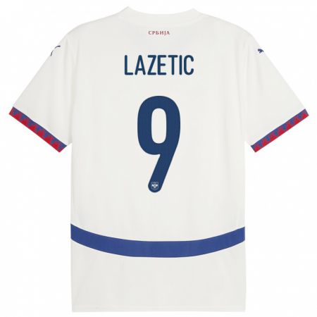 Kandiny Kinder Serbien Marko Lazetic #9 Weiß Auswärtstrikot Trikot 24-26 T-Shirt