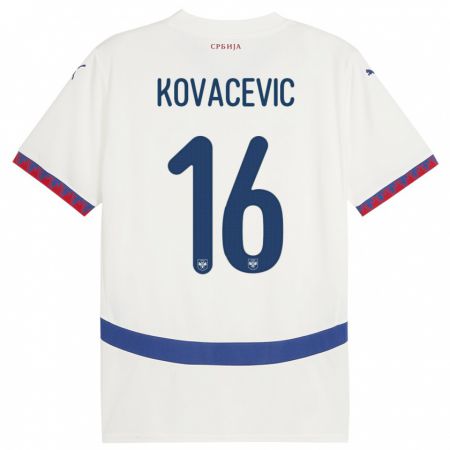 Kandiny Kinder Serbien Bojan Kovacevic #16 Weiß Auswärtstrikot Trikot 24-26 T-Shirt