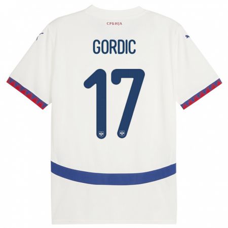 Kandiny Kinder Serbien Djordje Gordic #17 Weiß Auswärtstrikot Trikot 24-26 T-Shirt