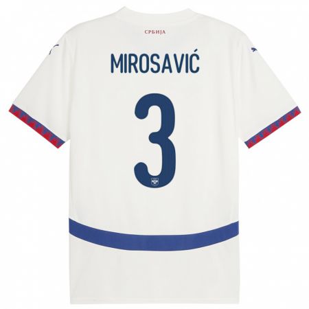 Kandiny Kinder Serbien Veljko Mirosavic #3 Weiß Auswärtstrikot Trikot 24-26 T-Shirt