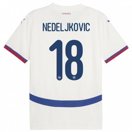 Kandiny Kinder Serbien Kosta Nedeljkovic #18 Weiß Auswärtstrikot Trikot 24-26 T-Shirt