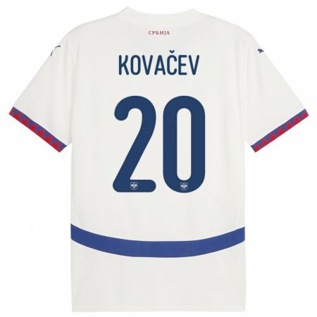 Kandiny Kinder Serbien Milan Kovacev #20 Weiß Auswärtstrikot Trikot 24-26 T-Shirt