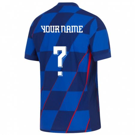 Kandiny Kinder Kroatien Ihren Namen #0 Blau Auswärtstrikot Trikot 24-26 T-Shirt