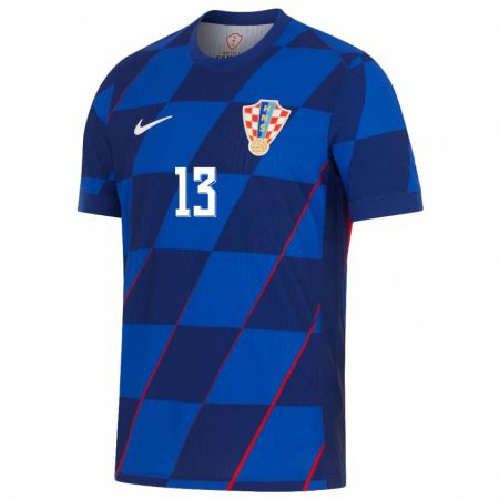 Kandiny Kinder Kroatien Nikola Vlasic #13 Blau Auswärtstrikot Trikot 24-26 T-Shirt