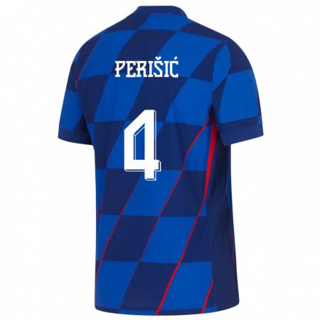 Kandiny Kinder Kroatien Ivan Perisic #4 Blau Auswärtstrikot Trikot 24-26 T-Shirt