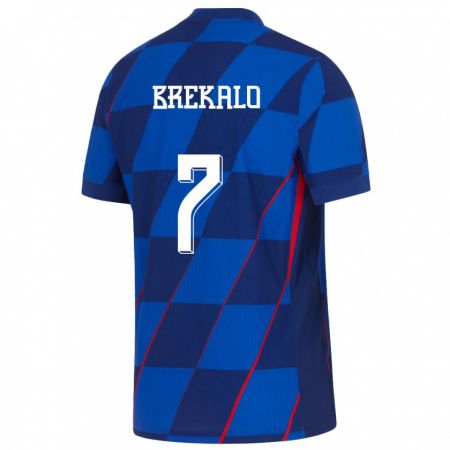 Kandiny Kinder Kroatien Josip Brekalo #7 Blau Auswärtstrikot Trikot 24-26 T-Shirt
