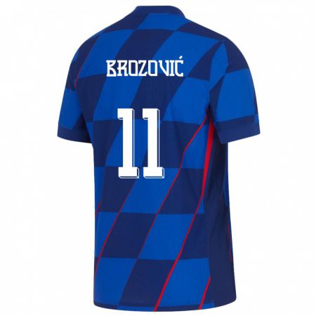 Kandiny Kinder Kroatien Marcelo Brozovic #11 Blau Auswärtstrikot Trikot 24-26 T-Shirt