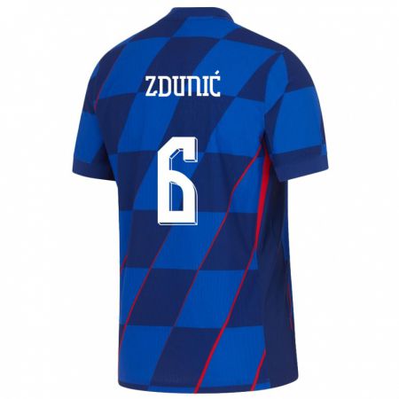 Kandiny Kinder Kroatien Lea Zdunic #6 Blau Auswärtstrikot Trikot 24-26 T-Shirt