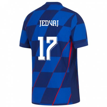 Kandiny Kinder Kroatien Karla Jedvaj #17 Blau Auswärtstrikot Trikot 24-26 T-Shirt