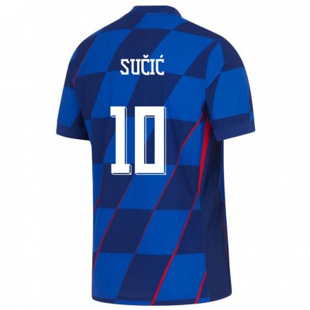 Kandiny Kinder Kroatien Luka Sucic #10 Blau Auswärtstrikot Trikot 24-26 T-Shirt