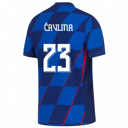 Kandiny Kinder Kroatien Nikola Cavlina #23 Blau Auswärtstrikot Trikot 24-26 T-Shirt