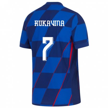 Kandiny Kinder Kroatien Gabriel Rukavina #7 Blau Auswärtstrikot Trikot 24-26 T-Shirt
