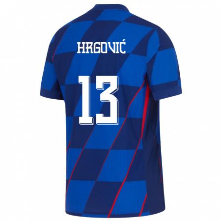 Kandiny Kinder Kroatien Simun Hrgovic #13 Blau Auswärtstrikot Trikot 24-26 T-Shirt