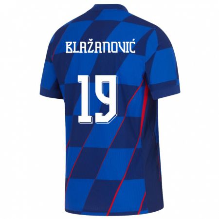Kandiny Kinder Kroatien Antonio Blazanovic #19 Blau Auswärtstrikot Trikot 24-26 T-Shirt
