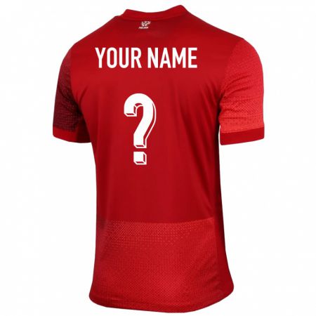 Kandiny Kinder Polen Ihren Namen #0 Rot Auswärtstrikot Trikot 24-26 T-Shirt