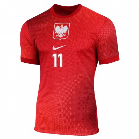Kandiny Kinder Polen Jakub Antczak #11 Rot Auswärtstrikot Trikot 24-26 T-Shirt