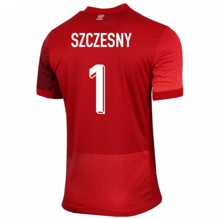Kandiny Kinder Polen Wojciech Szczesny #1 Rot Auswärtstrikot Trikot 24-26 T-Shirt