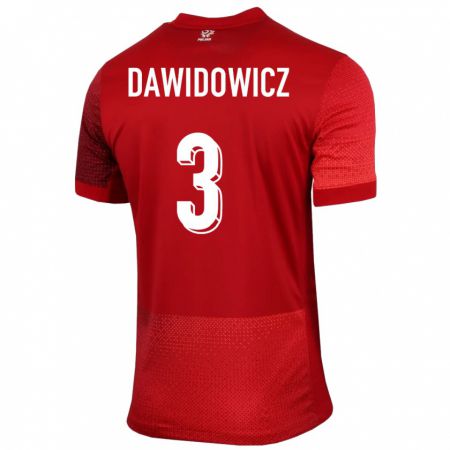 Kandiny Kinder Polen Pawel Dawidowicz #3 Rot Auswärtstrikot Trikot 24-26 T-Shirt