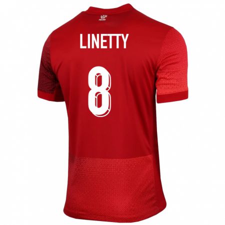 Kandiny Kinder Polen Karol Linetty #8 Rot Auswärtstrikot Trikot 24-26 T-Shirt