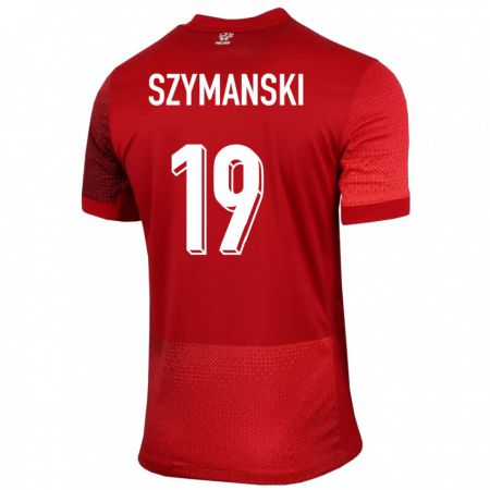 Kandiny Kinder Polen Sebastian Szymanski #19 Rot Auswärtstrikot Trikot 24-26 T-Shirt