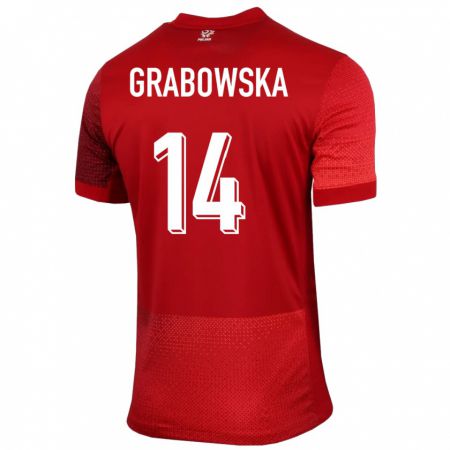 Kandiny Kinder Polen Dominika Grabowska #14 Rot Auswärtstrikot Trikot 24-26 T-Shirt