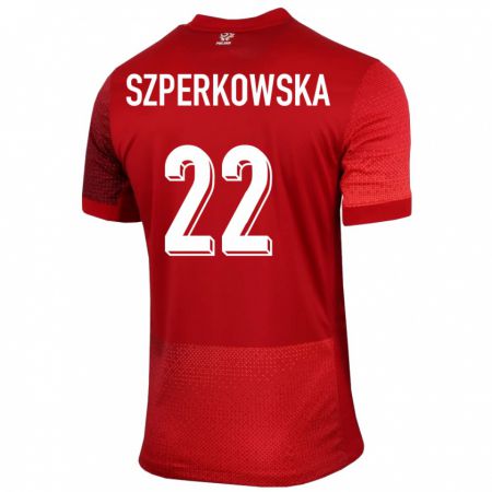 Kandiny Kinder Polen Oliwia Szperkowska #22 Rot Auswärtstrikot Trikot 24-26 T-Shirt