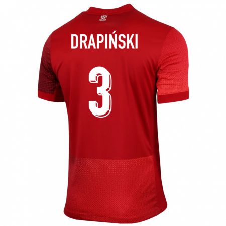 Kandiny Kinder Polen Igor Drapinski #3 Rot Auswärtstrikot Trikot 24-26 T-Shirt